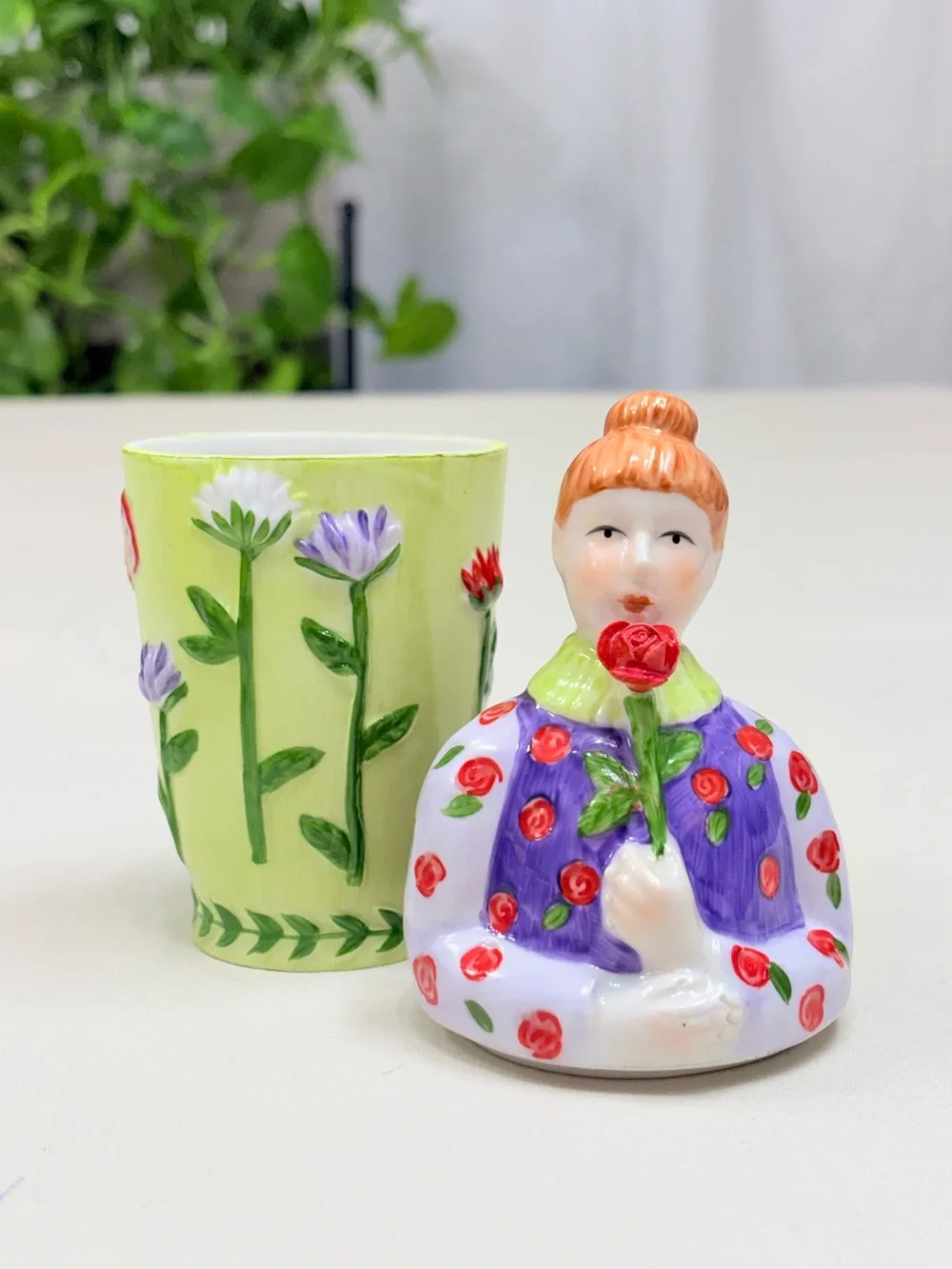 Vintage Villeroy & Boch French Gardeners “Marie” Figural Candle Jar